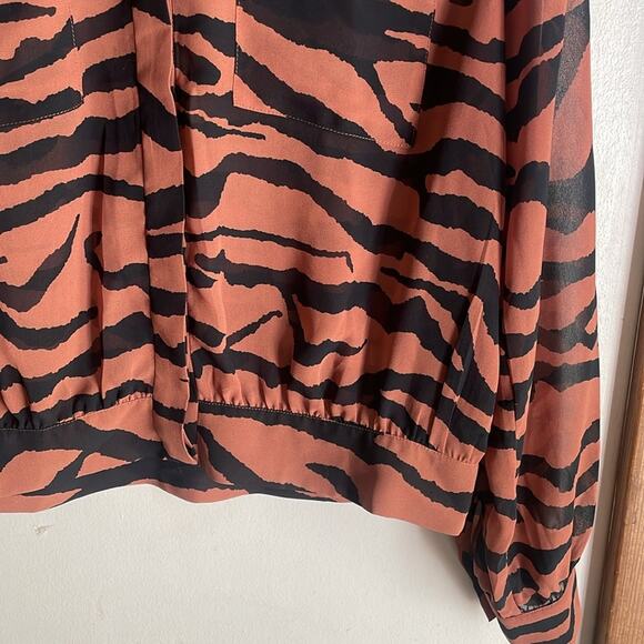 ALLSAINTS Adeliza Zephyr Zebra Shirt Toffee Brown Black - Picture 7 of 15